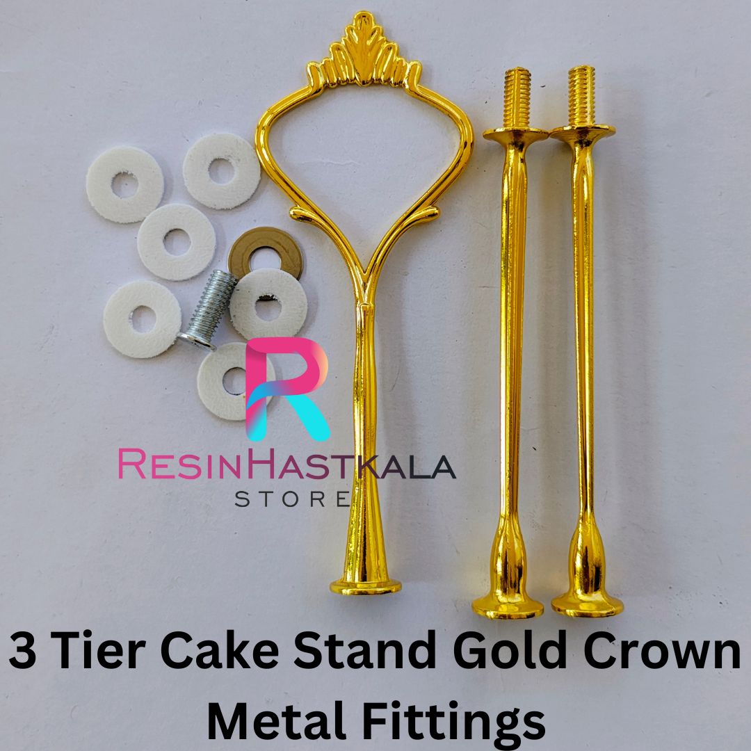 3 Tier Cake Stand Gold Crown Metal Fittings