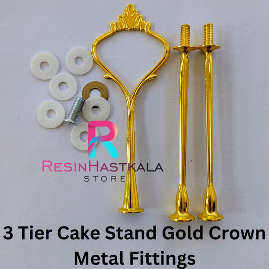 3 Tier Cake Stand Gold Crown Metal Fittings