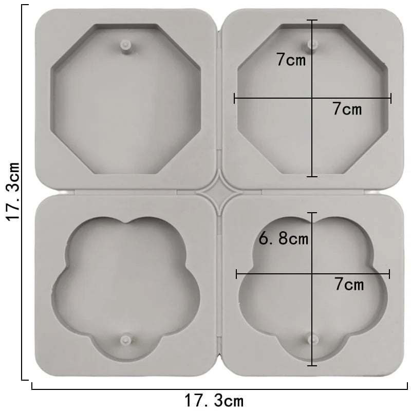 4-Cavity Octagon & Flower Hanging Tag Wax Sachets Mould