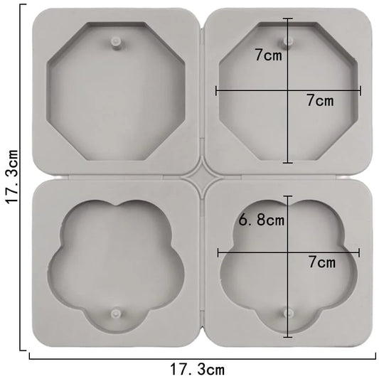 4-Cavity Octagon & Flower Hanging Tag Wax Sachets Mould