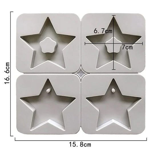 4-Cavity Star Frame & Hanging Star Tag Wax Sachets Mould