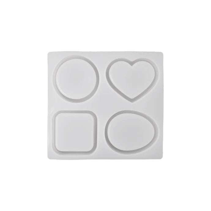 4-in-1 Geometric Shape Coaster Mould – Round, Heart, Square & Oval Design