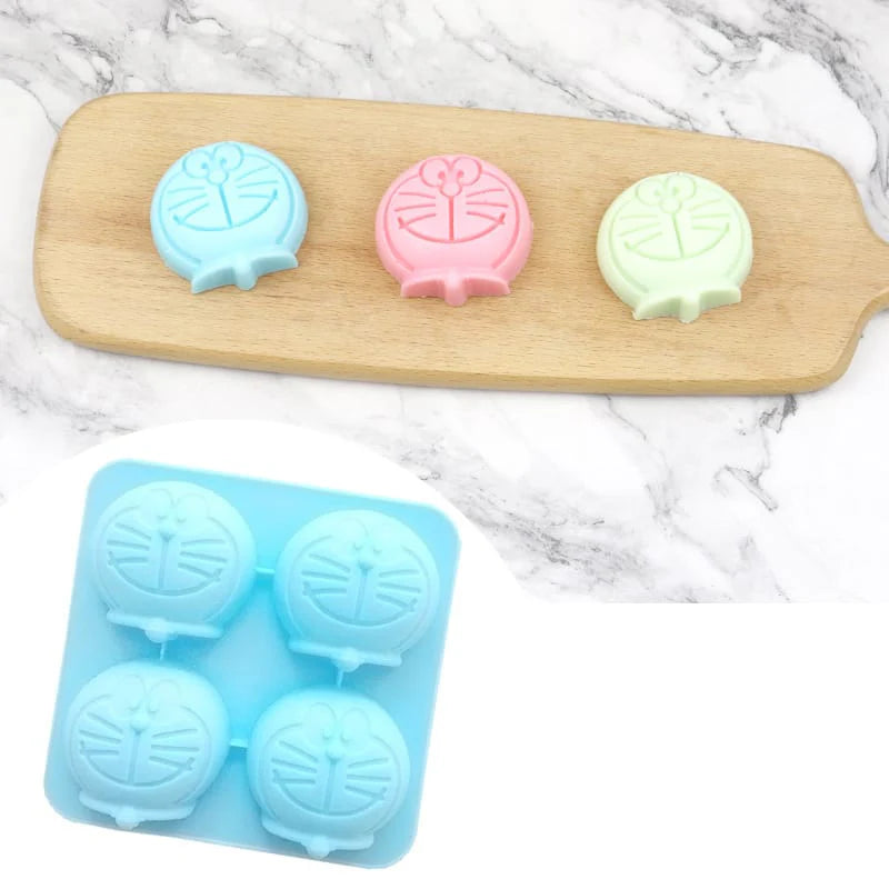 4 Cavity Cartoon Character Face Silicone Mould for DIY Resin, Concrete Art, Soap, Chocolate & Cake Making