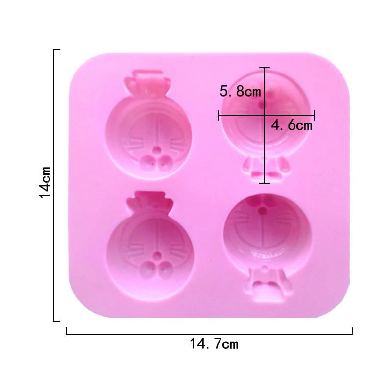 4 Cavity Cartoon Character Silicone Mould for DIY Resin, Concrete Art, Soap, Chocolate & Cake Making