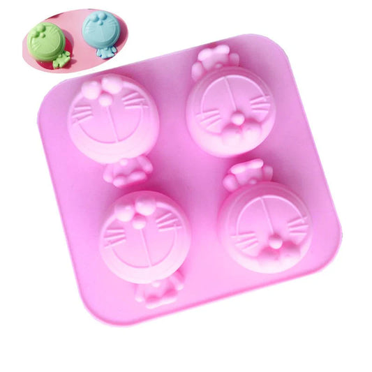 4 Cavity Cartoon Character Silicone Mould for DIY Resin, Concrete Art, Soap, Chocolate & Cake Making