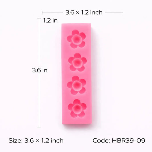 4 Cavity Flower Handmade Pink Mould - HBR39-09