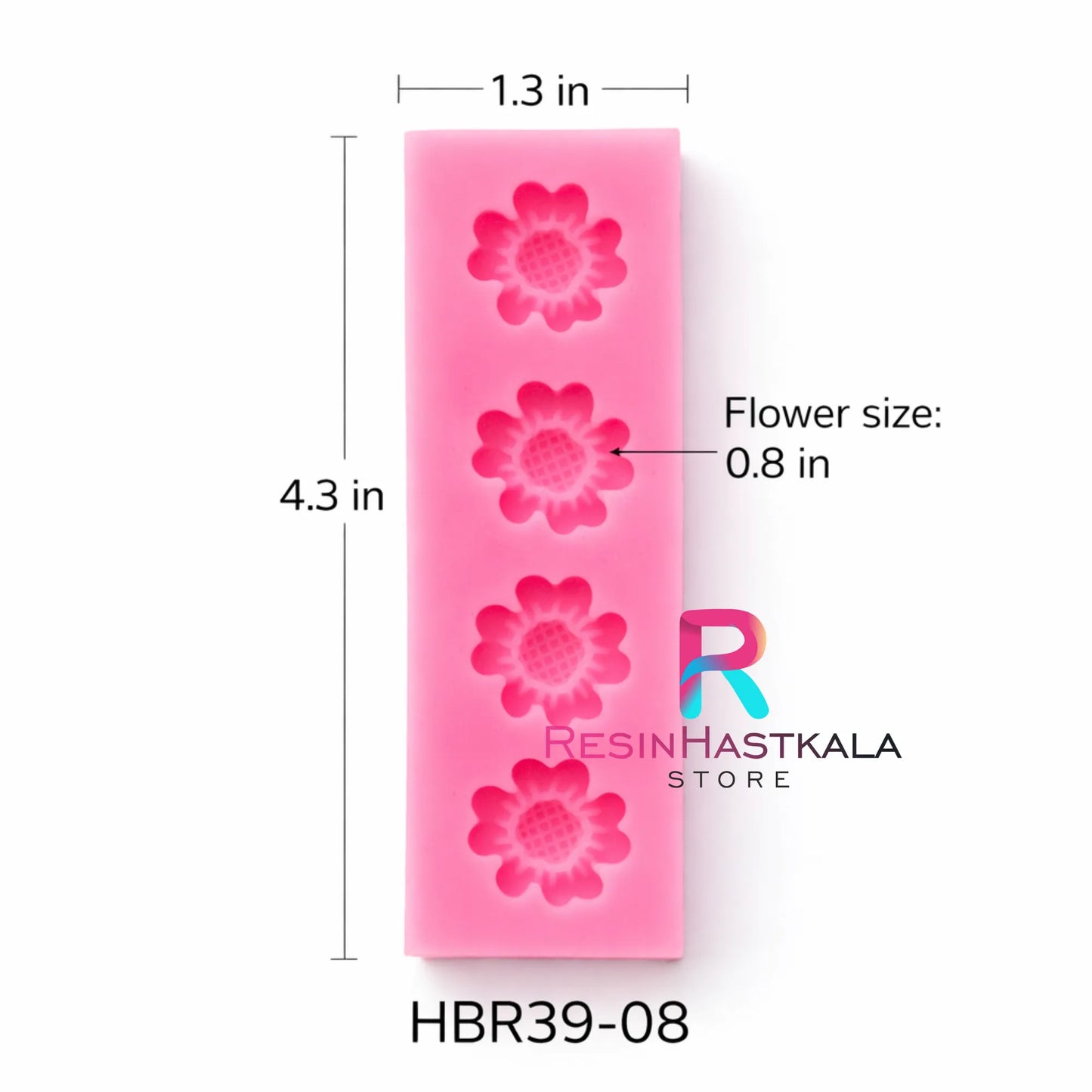 4 Cavity Flower Pink Mould - HBR39-08