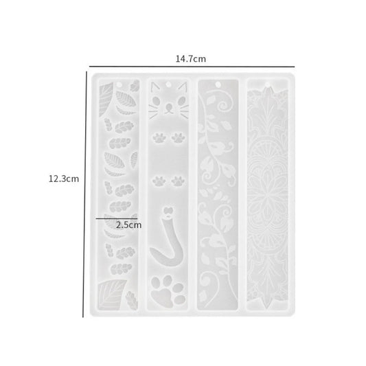 4 in 1 Rectangle Pattern Bookmark Mould – B for DIY Resin, Concrete Art & Bookmark Making
