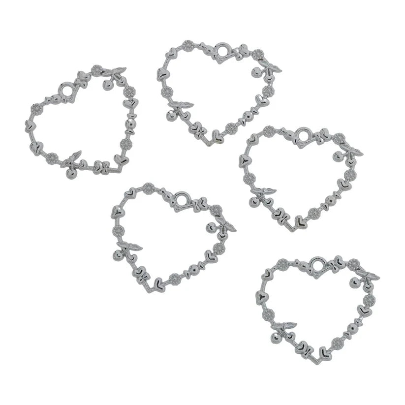 Silver Heart Pendant Bezel C (5 Piece)