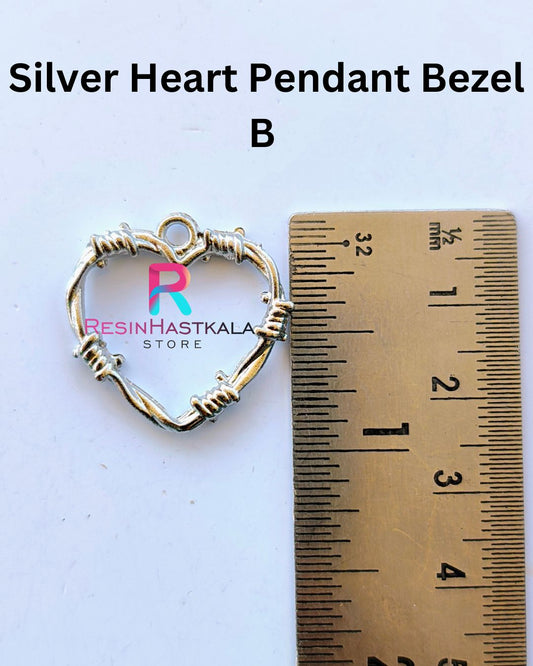 Silver Heart Pendant Bezel B (5 Piece)