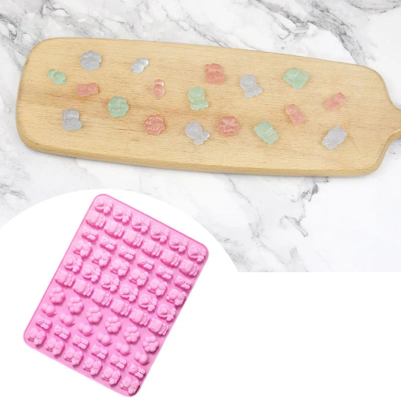 60 Cavity Mini Cartoon Animals & Paw Prints Silicone Mould for DIY Resin, Concrete Art, Soap, Chocolate & Cake Making