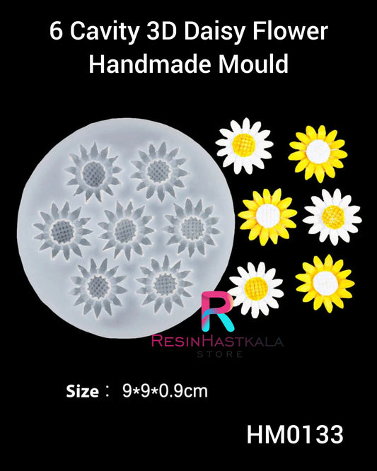 6 Cavity 3D Daisy Flower Candle Handmade Mould (HM0133)