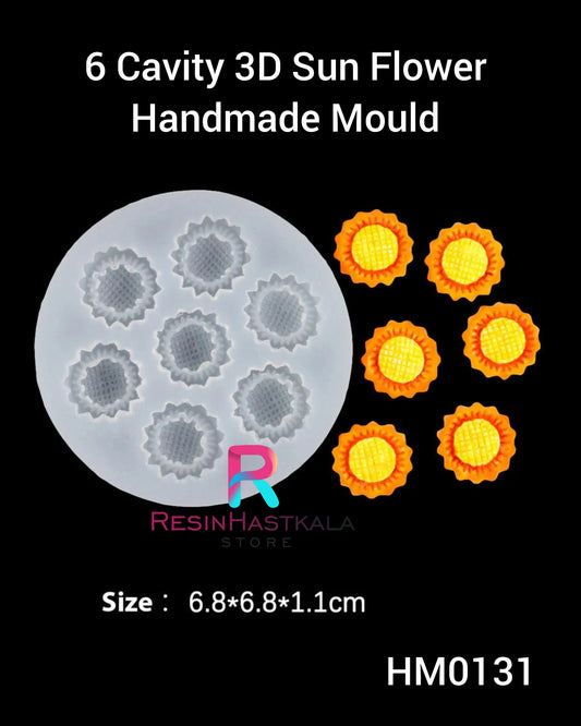 6 Cavity 3D Sun Flower Candle Handmade Mould (HM0131)