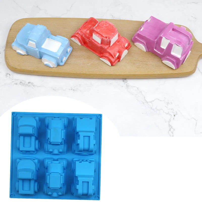 6 Cavity Assorted Trucks & Construction Vehicles Silicone Mould for DIY Resin, Concrete Art, Soap, Chocolate & Cake Making