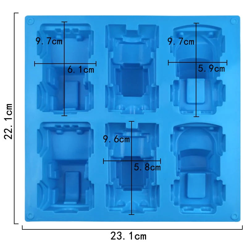 6 Cavity Assorted Trucks & Construction Vehicles Silicone Mould for DIY Resin, Concrete Art, Soap, Chocolate & Cake Making