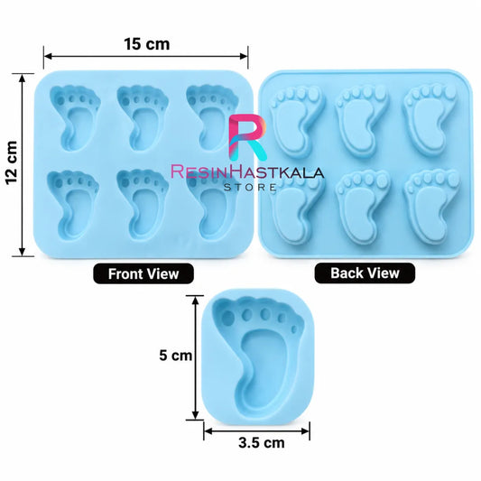 6 Cavity Baby Foot Mould for Concrete, Chocolate, Cake, Resin & DIY Toy Making