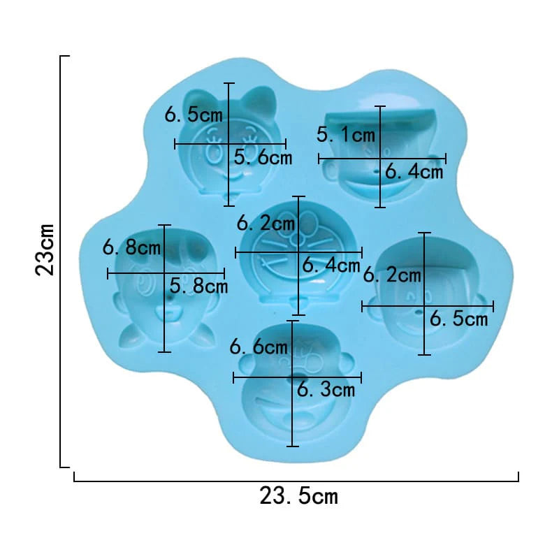 6 Cavity Cartoon Character Face Silicone Mould for DIY Resin, Concrete Art, Soap, Chocolate & Cake Making