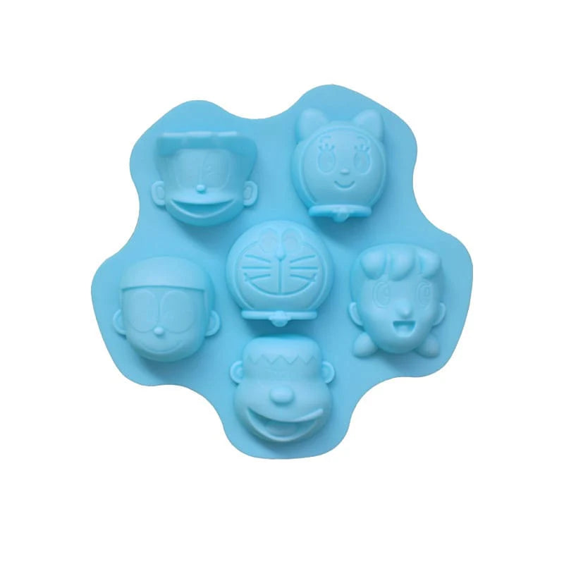 6 Cavity Cartoon Character Face Silicone Mould for DIY Resin, Concrete Art, Soap, Chocolate & Cake Making