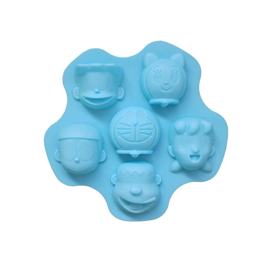 6 Cavity Cartoon Character Face Silicone Mould for DIY Resin, Concrete Art, Soap, Chocolate & Cake Making