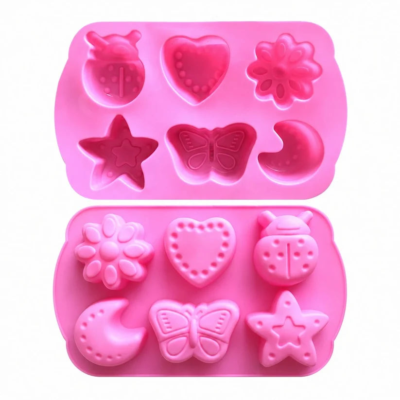 6 Cavity Cute Shape Silicone Mould 16.7 × 10.5 CM for DIY Resin, Concrete Art, Soap, Chocolate & Cake Making