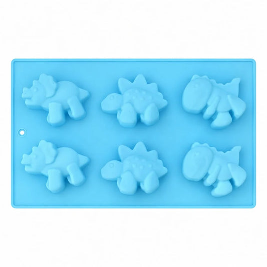 6 Cavity Dinosaur Silicone Mould 27.2 × 16.5 CM for DIY Resin, Concrete Art, Soap, Chocolate & Cake Making
