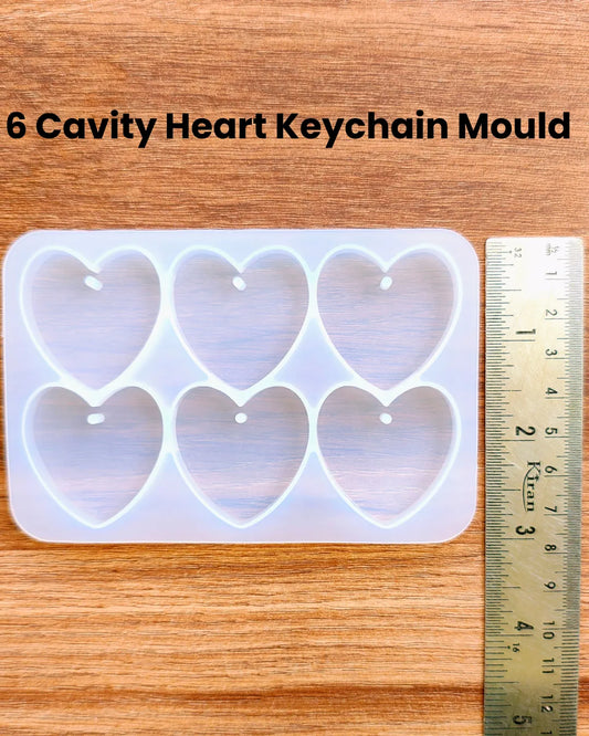 6 Cavity Heart Keychain Mould