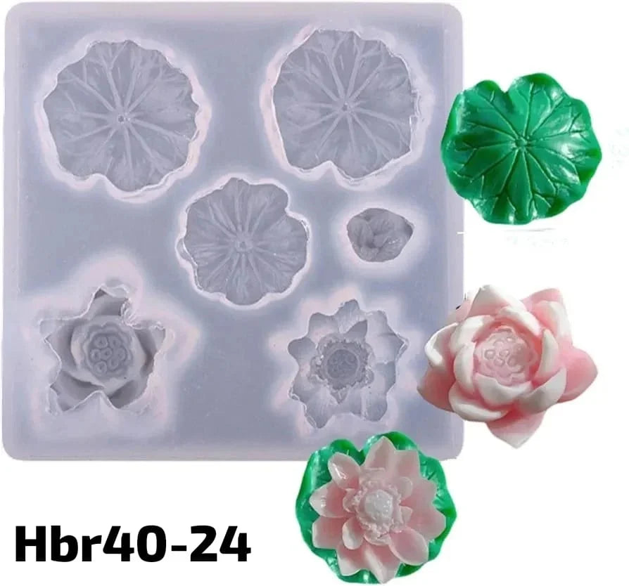 6 Cavity Lotus & Leaf Mould for Ocean, Pond & Miniature Craft Projects