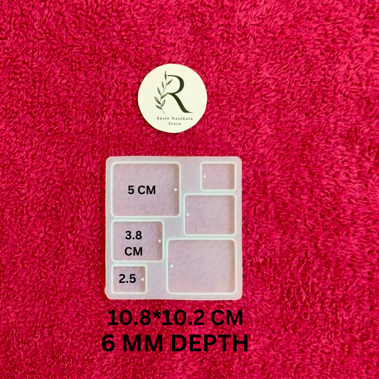 6 Cavity Rectangle Jewellery  Mould With Hole