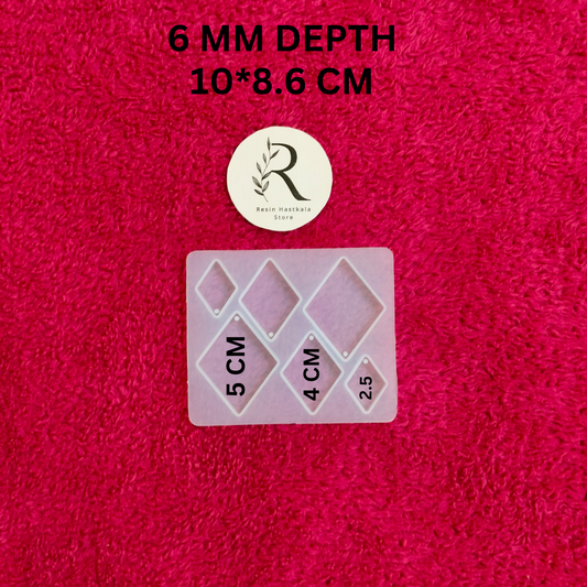 6 Cavity Rhombus Jewellery Mould With Hole