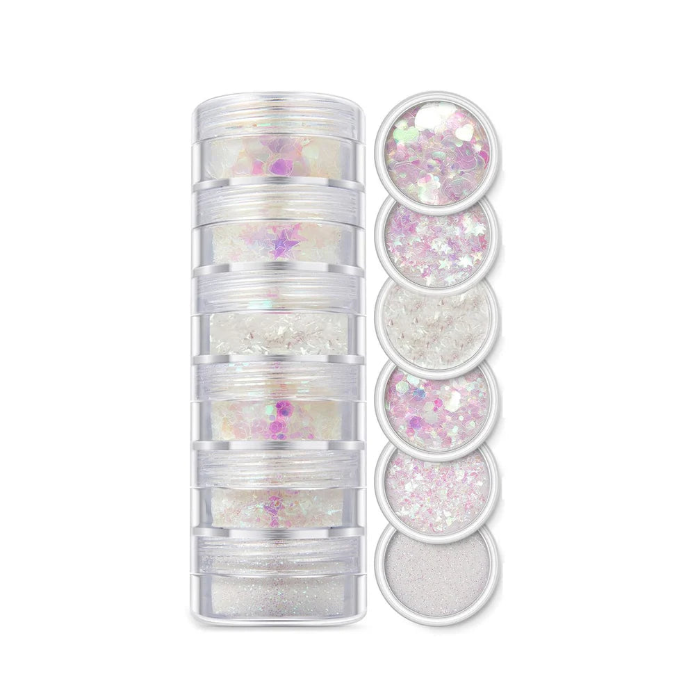 Holographic White 6 In 1 Glitter & Chunks