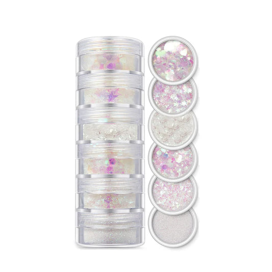 Holographic White 6 In 1 Glitter & Chunks