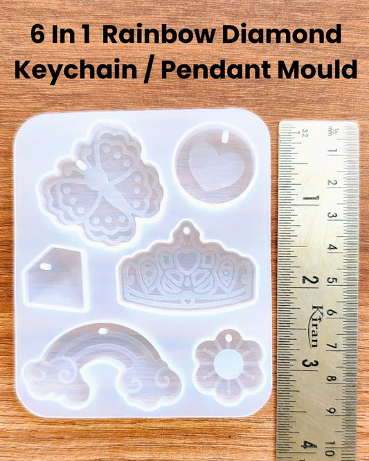 6 In 1  Rainbow Diamond Keychain / Pendant Mould