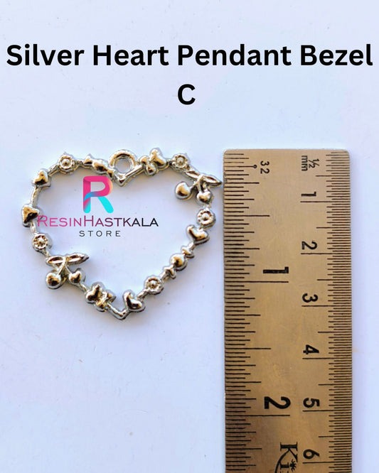 Silver Heart Pendant Bezel C (5 Piece)