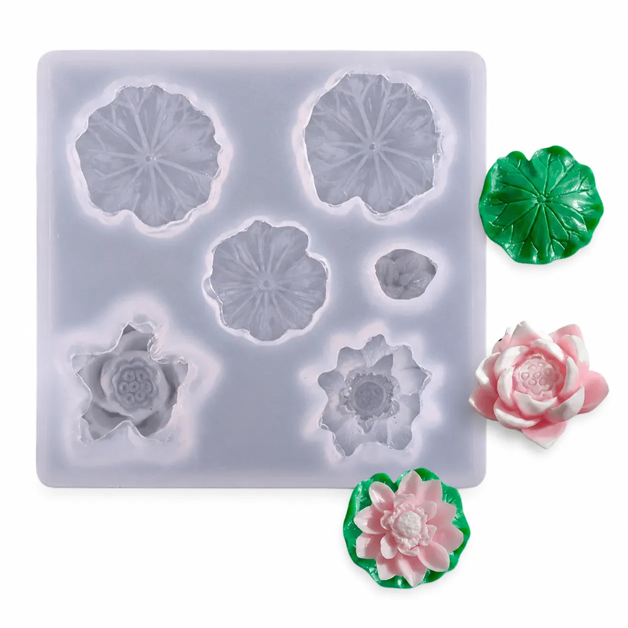 6 Cavity Lotus & Leaf Mould for Ocean, Pond & Miniature Craft Projects
