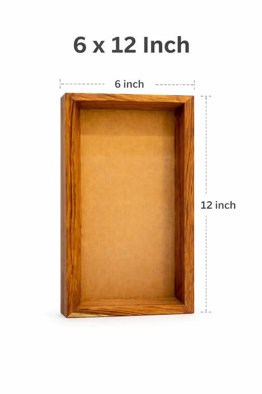 6×12 Inch Teak Wood Floating Frame with Acrylic Base – Varmala Preservation Frame