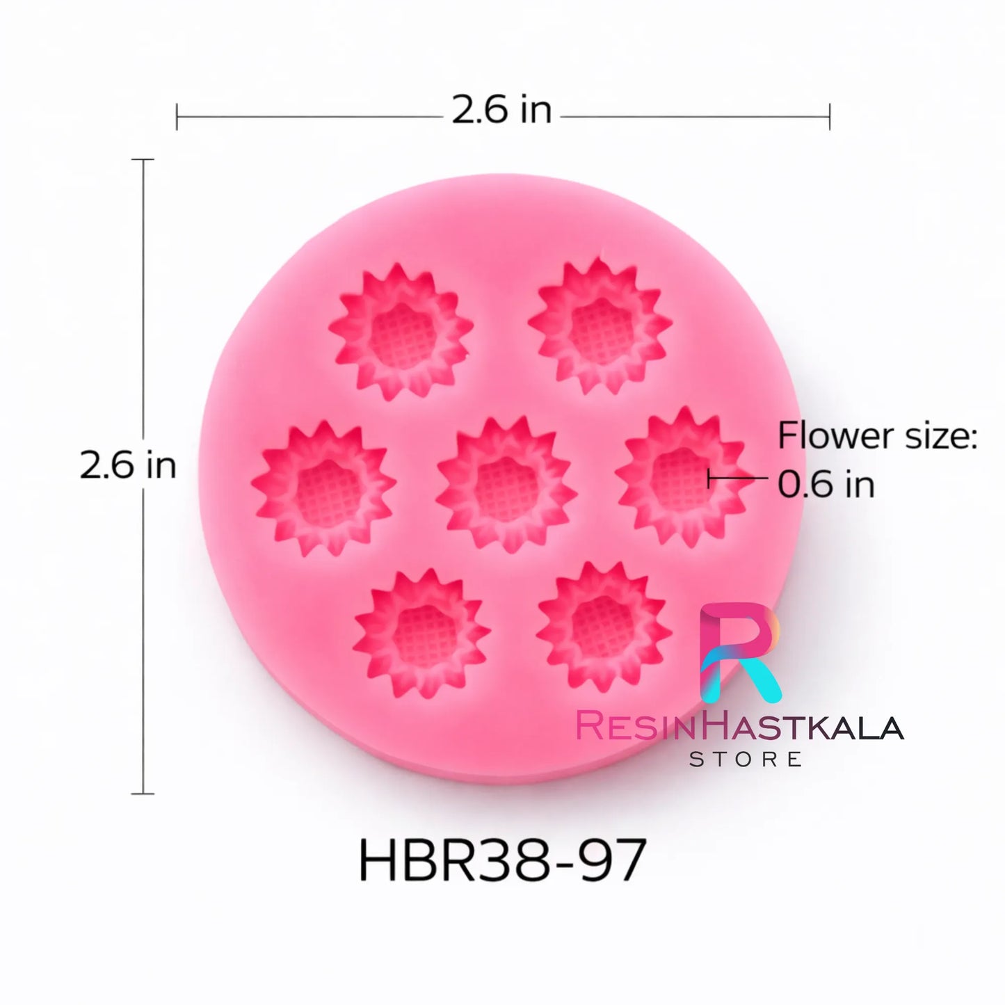 7 Cavity Flower Pink Mould - HBR38-97