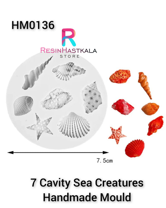 7 Cavity Sea Creatures Handmade Mould