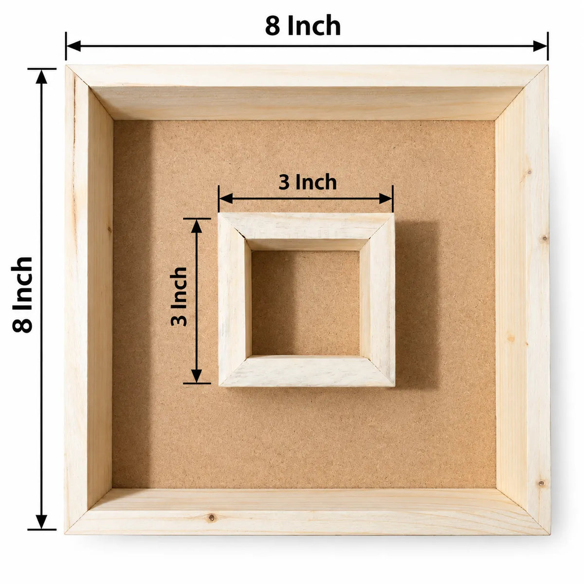 8*8 Inch Dual Box Pine Wood Frame  Floting Frame  Varmala Preservation Frame