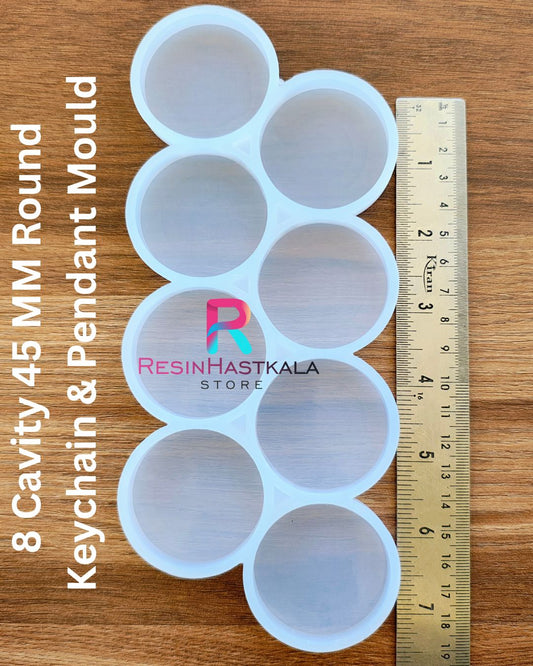 8 Cavity 45 MM Round  Keychain & Pendant Mould