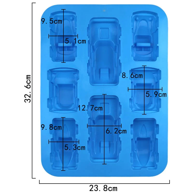 8 Cavity Assorted Sports Cars & Race Cars Silicone Mould for DIY Resin, Concrete Art, Soap, Chocolate & Cake Making