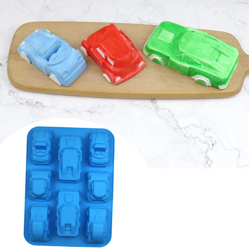 8 Cavity Assorted Sports Cars & Race Cars Silicone Mould for DIY Resin, Concrete Art, Soap, Chocolate & Cake Making
