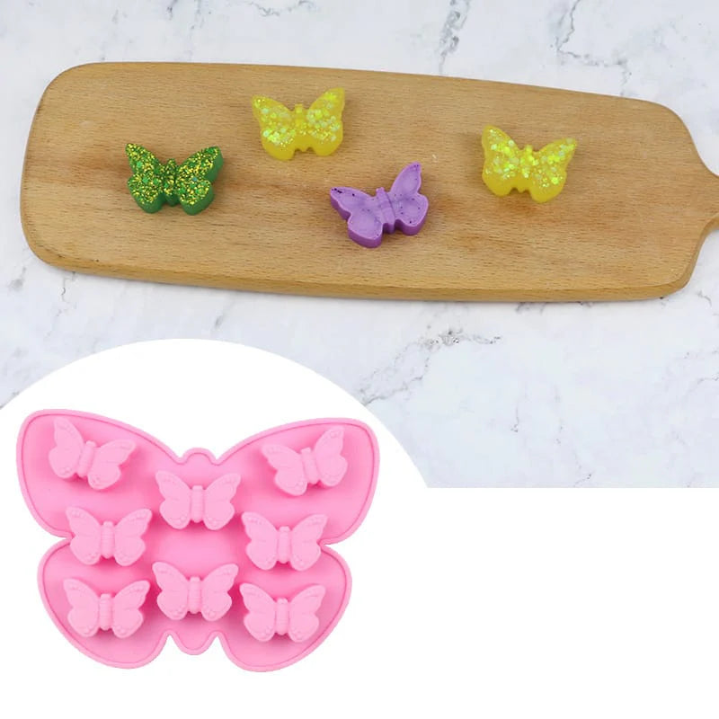 8 Cavity Butterfly Shaped Silicone Mould for DIY Resin, Concrete Art, Soap, Chocolate & Cake Making