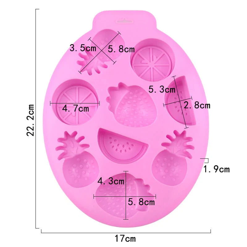 8 Cavity Mixed Fruits Silicone Mould (Pineapple, Strawberry & Watermelon) for DIY Resin, Concrete Art, Soap, Chocolate & Cake Making