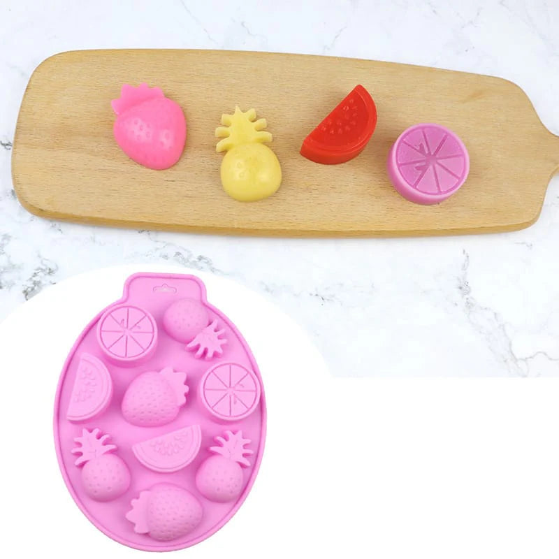 8 Cavity Mixed Fruits Silicone Mould (Pineapple, Strawberry & Watermelon) for DIY Resin, Concrete Art, Soap, Chocolate & Cake Making