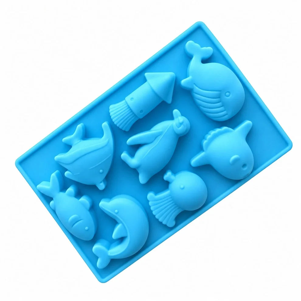 8 Cavity Ocean World Silicone Mould 13.9 × 9.5 CM for DIY Resin, Concrete Art, Soap, Chocolate & Cake Making