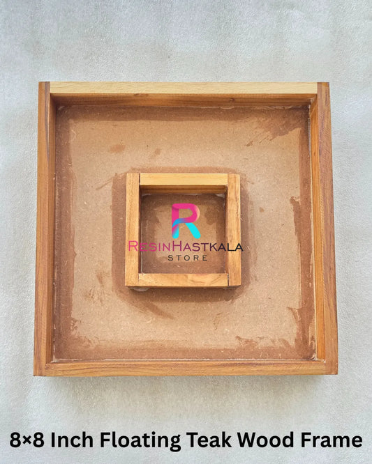 8×8 Inch Dual Box Teak Wood Floating Frame – Varmala Preservation