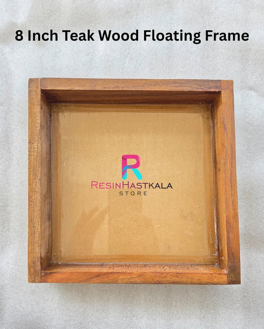 8×8 Inch Teak Wood Floating Frame with Acrylic Base – Varmala Preservation