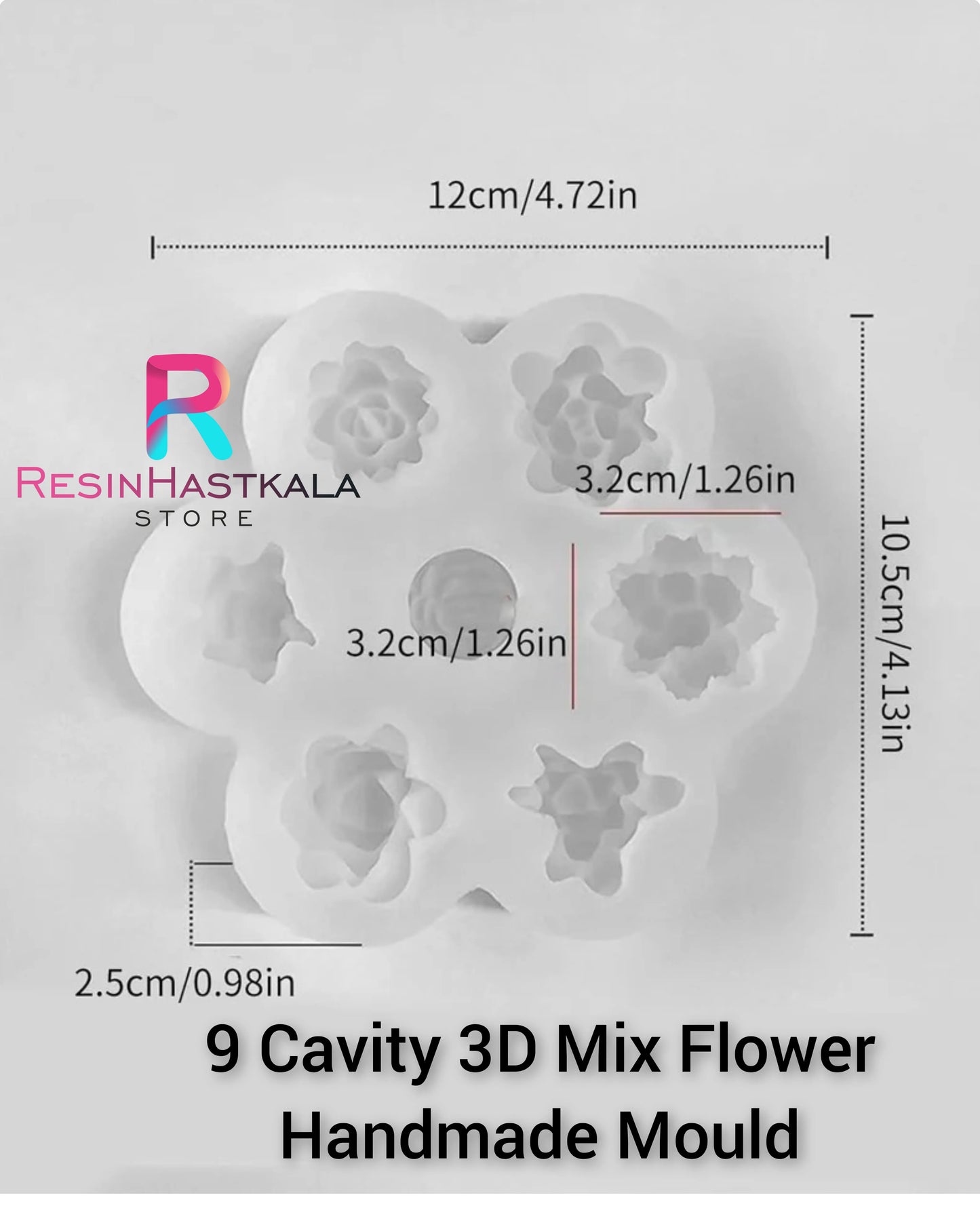 9 Cavity 3D Mix Flower Handmade Mould
