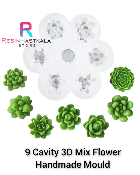 9 Cavity 3D Mix Flower Handmade Mould