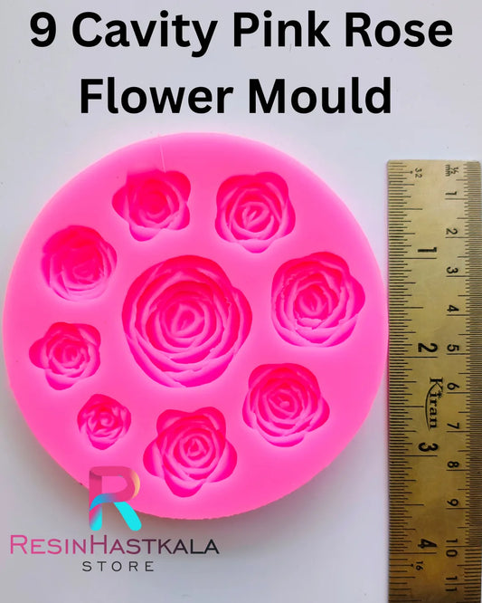 9 Cavity Pink Rose Flower Mould